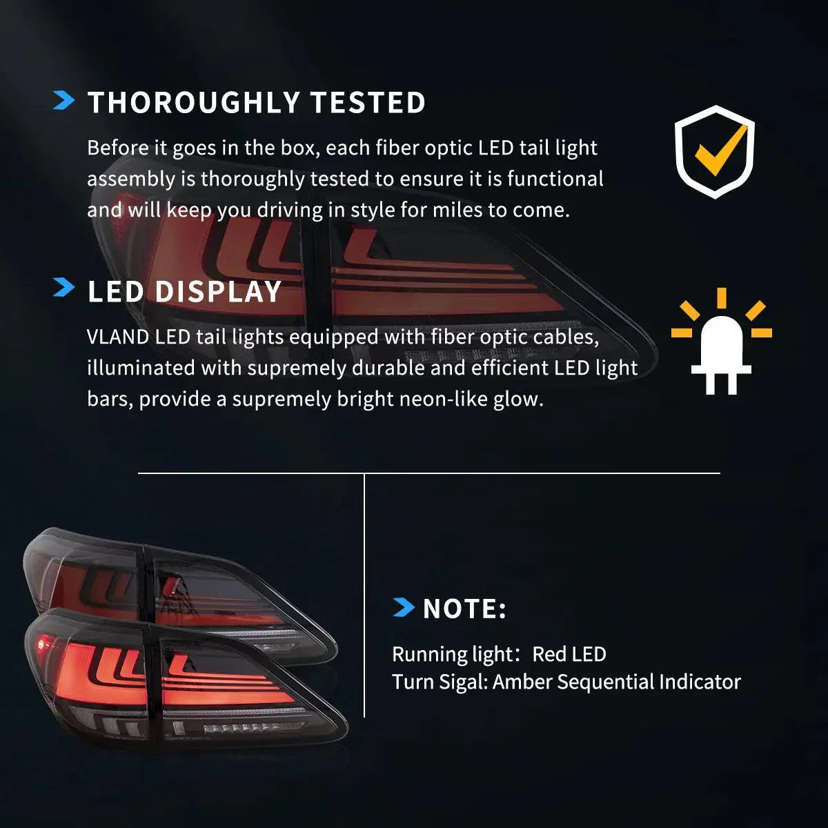 LED Tail Lights Assembly With Dynamic Welcome Lighting For 2008-2014 Lexus RX Series 3th Gen (AL10)(JAPAN BUILT)