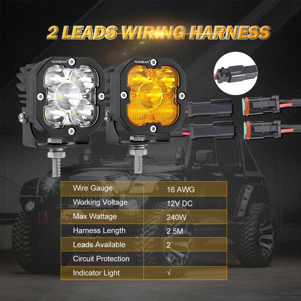 (2 Leads 16AWG) DT Connector LED Light Bar Wiring Harness Kit with Fuse 12V 40A Relay ON/OFF Switch 