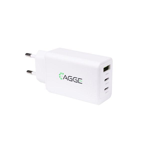 USB charger AGGE Triple Charger, 65W (2 x USB-C + USB-A) - SPEED LIGHT